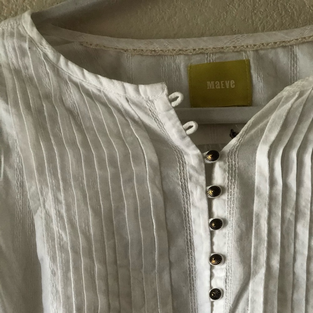 Anthropologie Flowy White Top